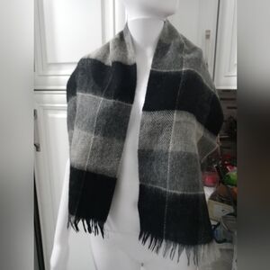100% Superfine Lambs wool black gray Unisex Neck Scarf 47"x 11"